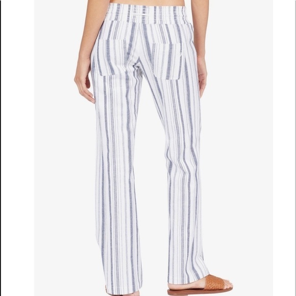 ROXY Oceanside Flare Striped Pants Size L Cotton Summer Surf Beach Vacation - Picture 5 of 16